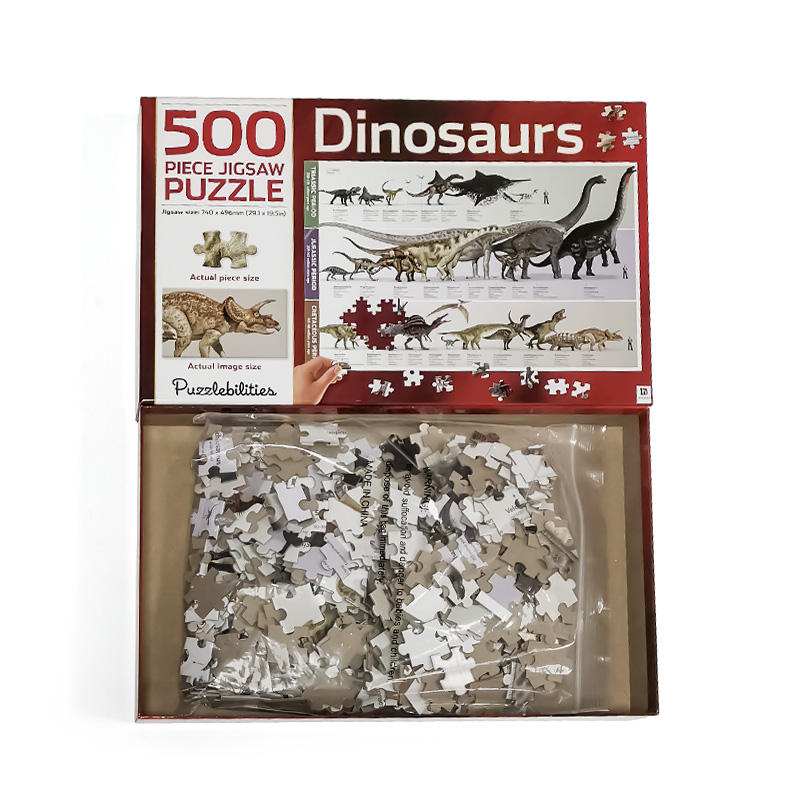 Atacado brinquedos para adultos jogos quebra-cabeças de papelão cinza padrão de dinossauros quebra-cabeças