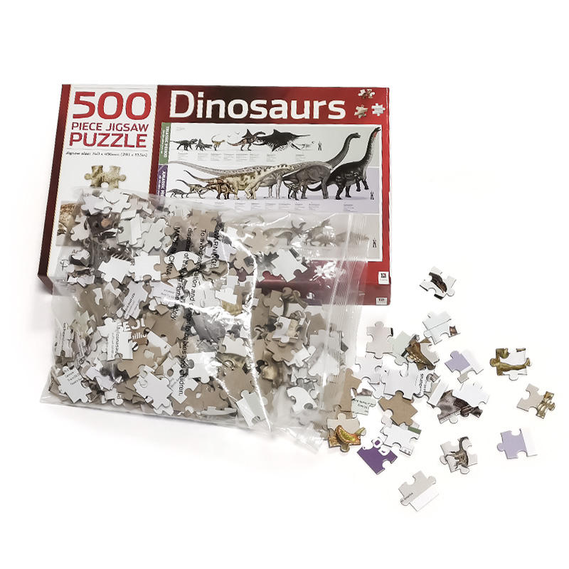 Atacado brinquedos para adultos jogos quebra-cabeças de papelão cinza padrão de dinossauros quebra-cabeças